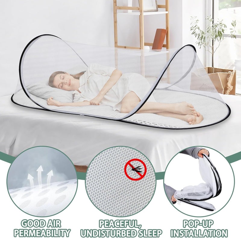jiangcha 78.7 * 31.5 * 23.6 Inch Large Pop Up Mosquito Net, Collapsible Portable Mosquito Tent, Suitable for Adult Baby Bedroom, Outdoor Camping Use (White*2) - Image 2